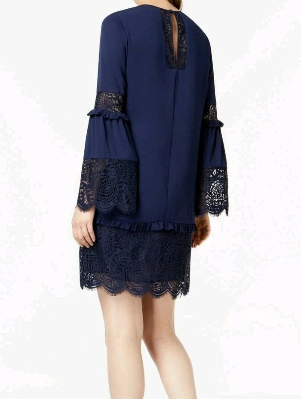 Micheal Kors Women's Navy Lace-Trim Shift Dress Size Small (Free Shipping 🚚✨️)